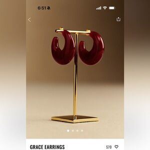 Sezane Grace Earrings Resin Deep Burgundy Hoop Earrings